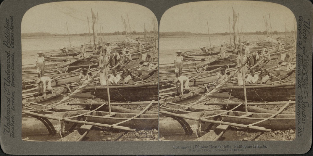 Outriggers (Filipino Boats) Iloilo, Philippine Islands.